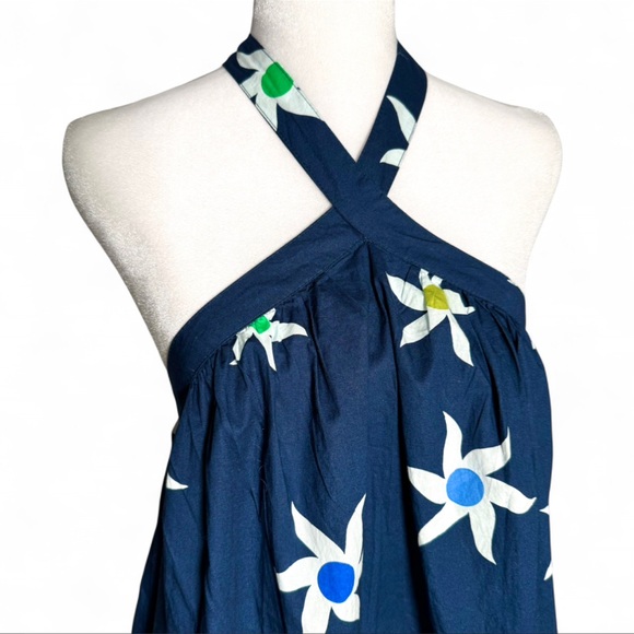 Anthropologie Navy Floral Halter Ruffle Hem Babydoll Mini Dress NWT XS - Picture 5 of 9